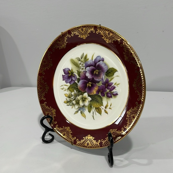 Weatherby Royal Falcon Pansy Floral Plate Made In England Decorative Use - Picture 3 of 12